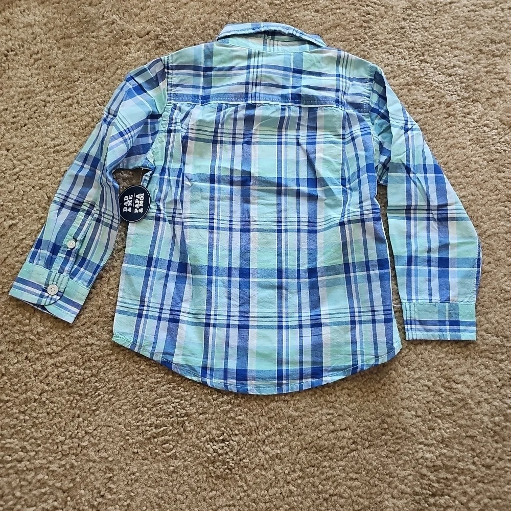 The Children's Place Boys Plaid Button-Up Shirt 2T Blue Long Sleeve